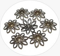 Iron beads caps - antique bronze, flower, size 20x03mm, packing 20 pcs
